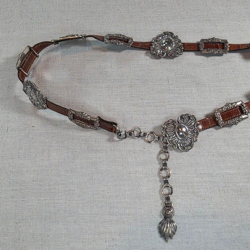 Brighton Women's Brown and Silver Belt